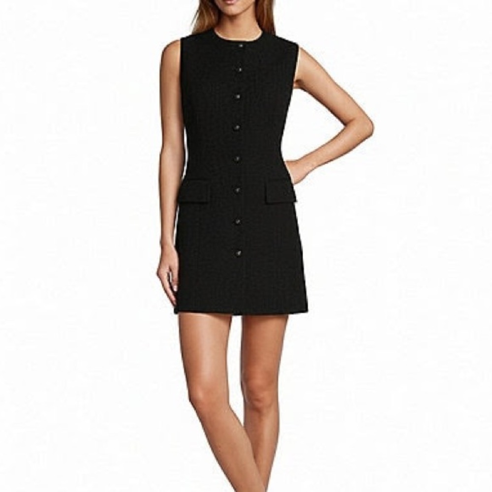 ANTONIO MELANI Black Sleeveless Button-Front Mini Dress